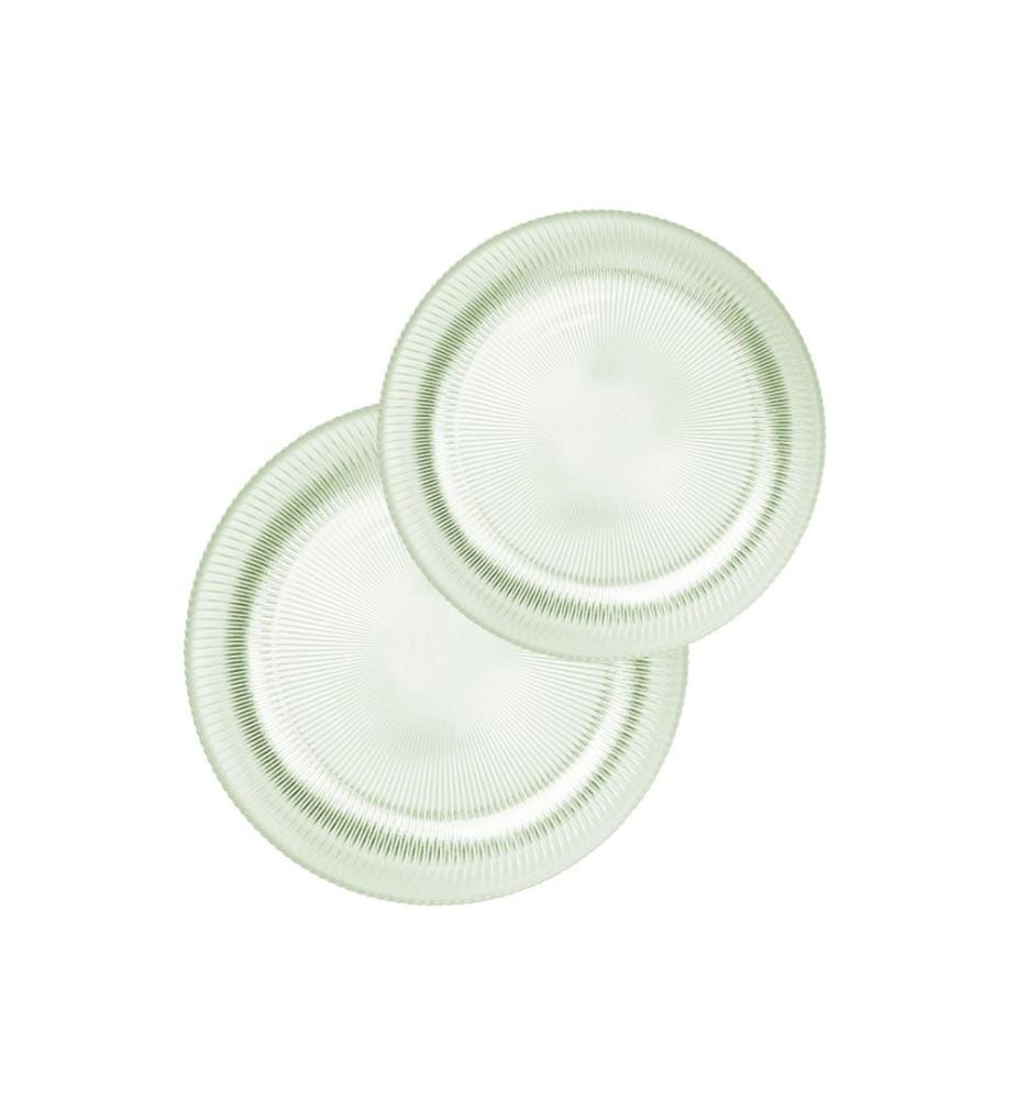 Glass Salad Bowl Set, 2 Pieces, Green, 100% GLASS