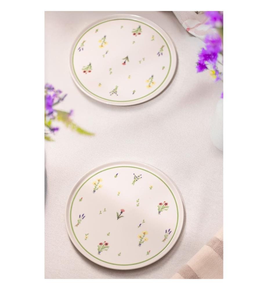 Servierteller-Set, 4-teilig, Weiss, Grün, 100 % Keramik