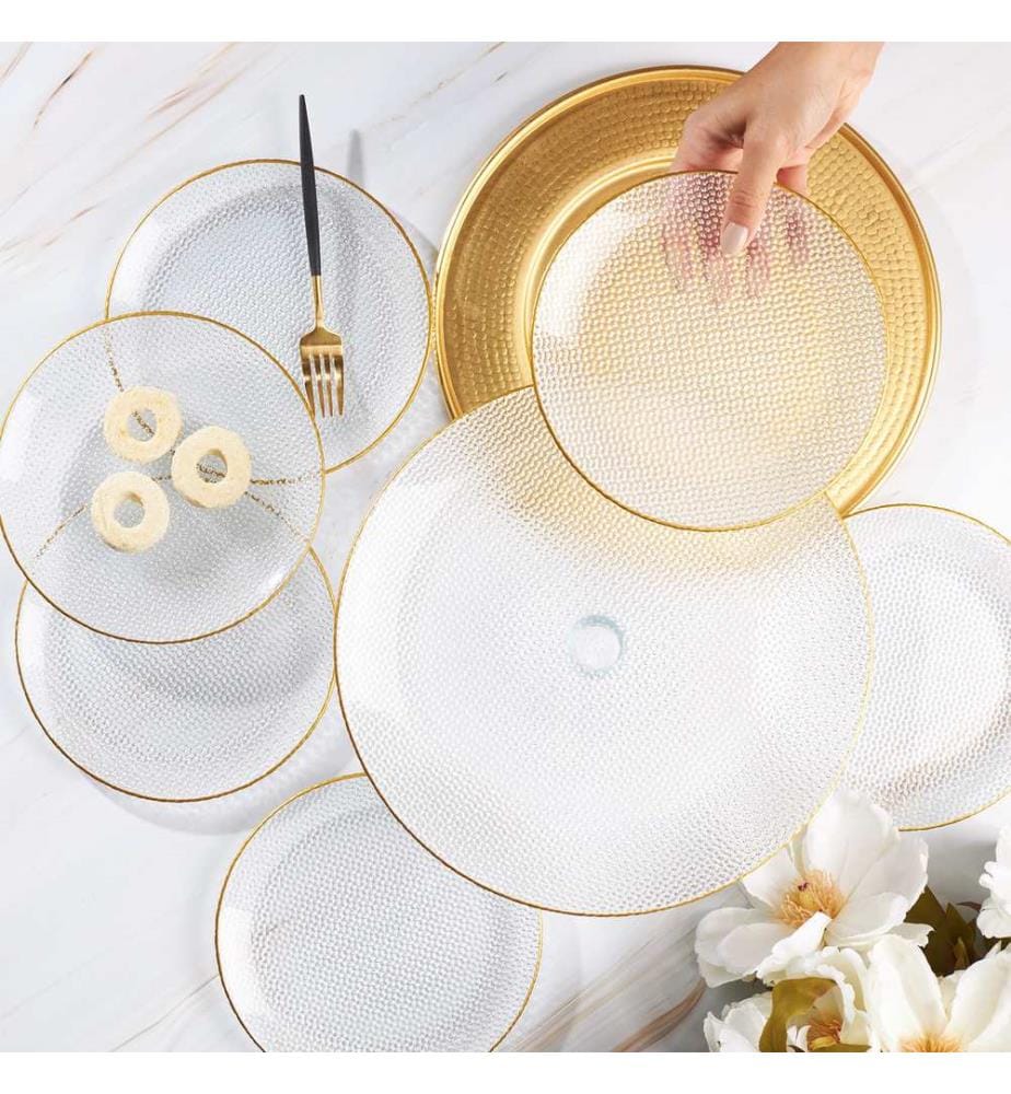Dessertteller-Set, 7-teilig, Gold, 100% Glas