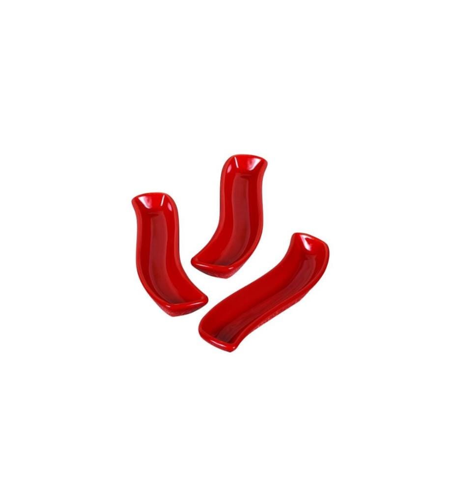 Teller-Set, 3-teilig, Rot, Keramik