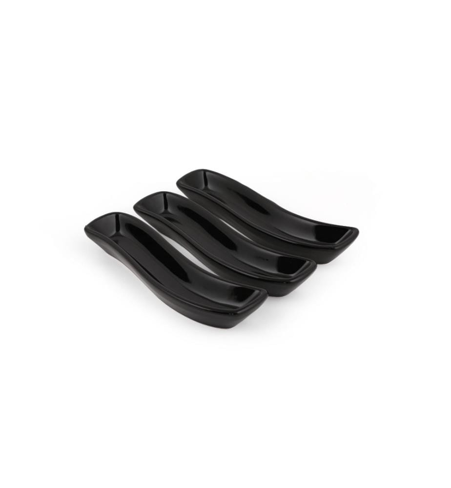 Teller-Set, 3-teilig, Schwarz, Keramik