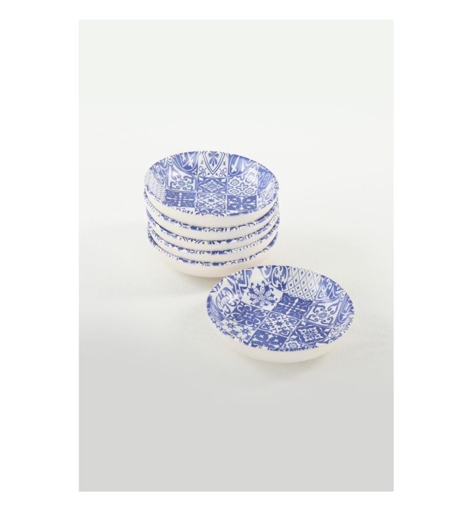Saucenteller-Set, Weiss, Dunkelblau, Keramik