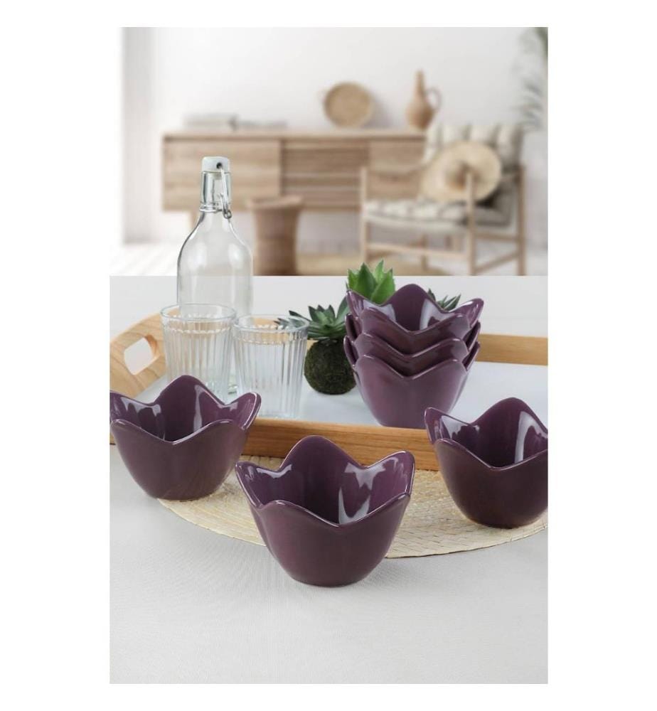 Set de bols, 6 pièces, violet, céramique