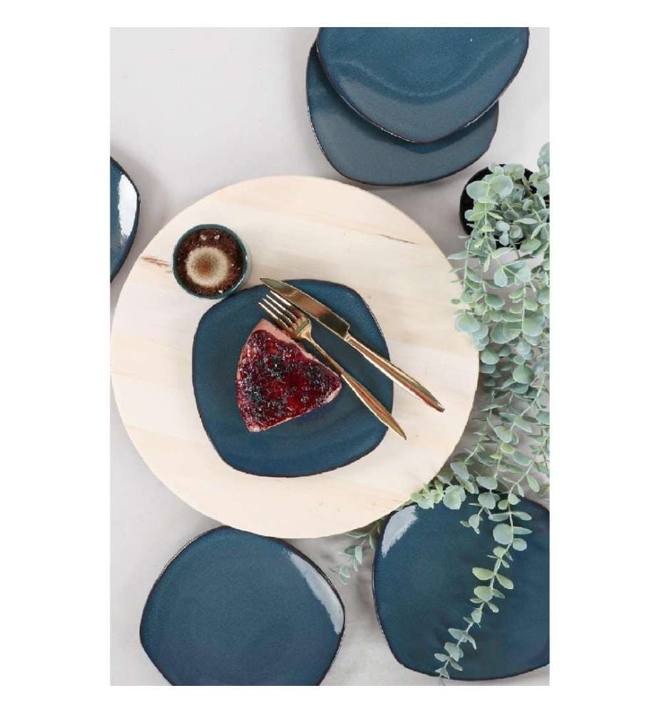 Dessertteller-Set, 6-teilig, Dunkelblau, Keramik