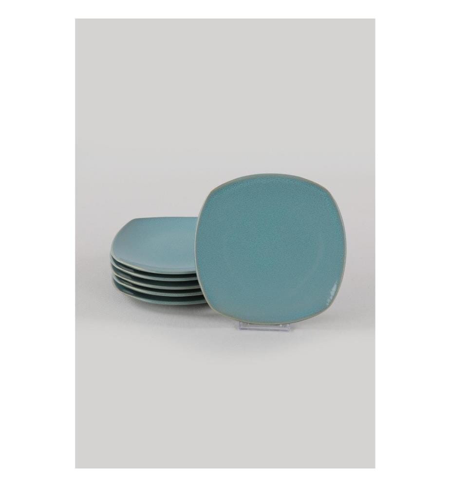 Set d'assiettes à dessert, 6 pièces, Turquoise, céramique