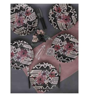 Servierteller-Set, 6-teilig, Weiss, Schwarz, Lila, Keramik