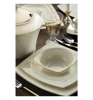 Service de table, 68 pièces, or, blanc, Chine osseuse
