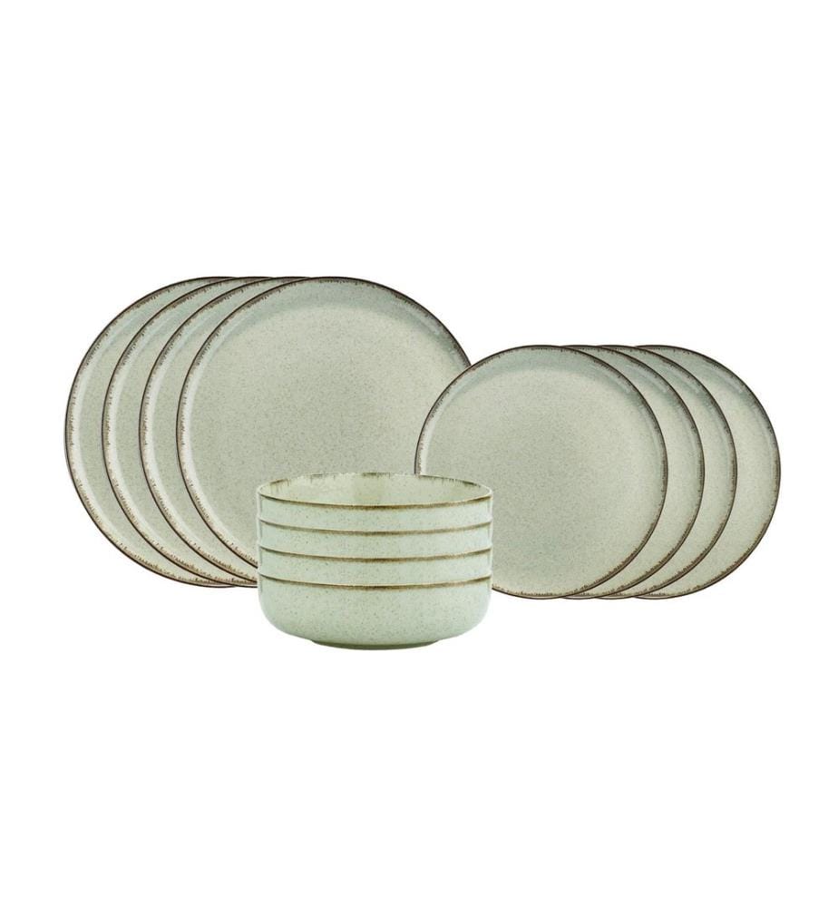 Essgeschirr-Set, 12-teilig, Grün, 100 % Porzellan