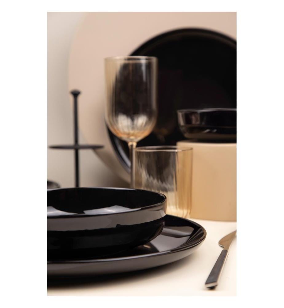 Essgeschirr, 12-teilig, Schwarz, 100 % Porzellan