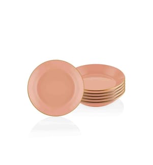 Set d'assiettes, 6 pièces, saumon, céramique