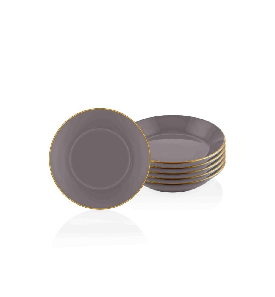 Teller-Set, 6-teilig, Grau, Keramik