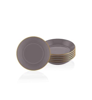 Set d'assiettes, 6 pièces, gris, céramique