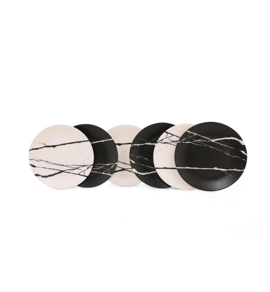 Set d'assiettes de service, 6 pièces, blanc, céramique, n'absorbe pas l'eau
