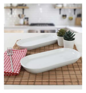 Plateau, 2 pièces, blanc, céramique, n'absorbe pas l'eau