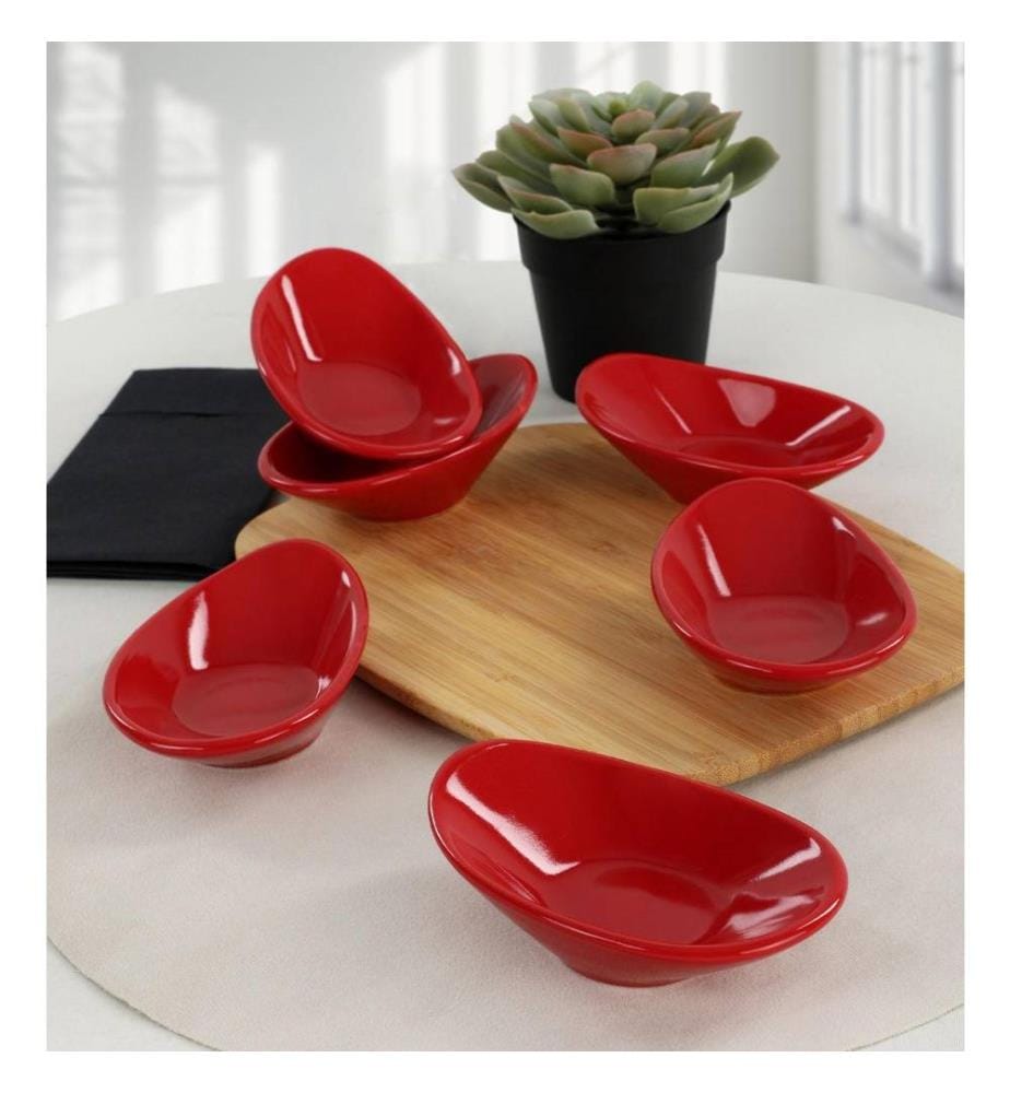 Saucenschüssel-Set, 6-teilig, Rot, Keramik, Wasserabweisend
