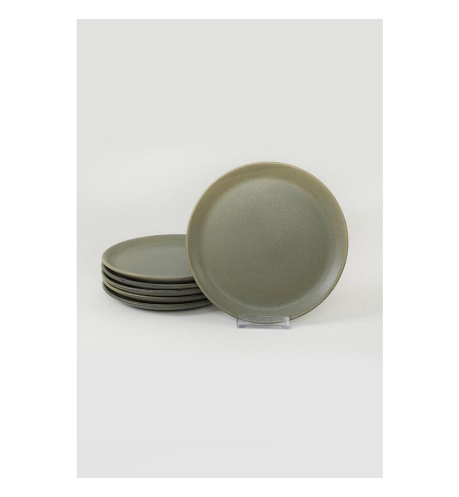 Set d'assiettes à dessert, 6 pièces, vert, céramique, n'absorbe pas l'eau