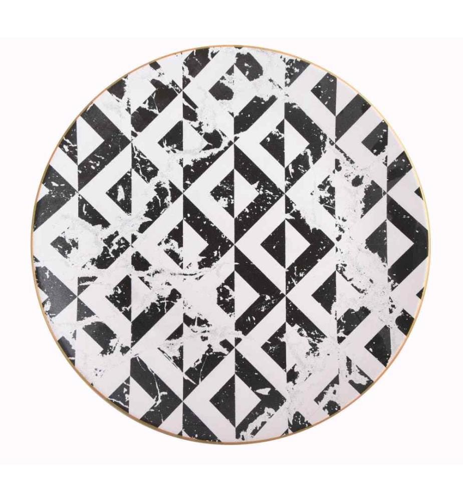 Cake Serving Set, 4 Pieces, Black, White, Ceramic Stoneware, Does Not ABSorb Water