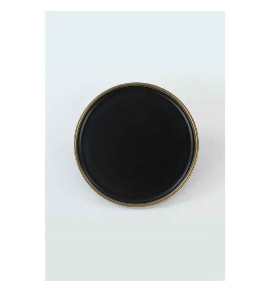 Dessertteller-Set, 6-teilig, Schwarz, Gold, Keramik-Steinzeug, wasserabweisend