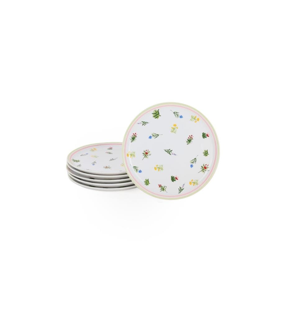 Set d'assiettes de service, 6 pièces, blanc, céramique, n'absorbe pas l'eau