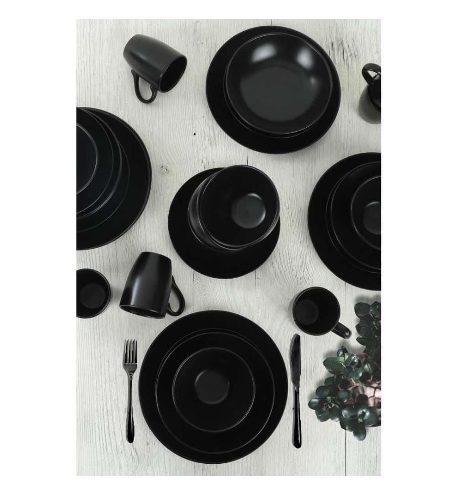 Service de table, 30 pièces, noir, céramique, n'absorbe pas l'eau