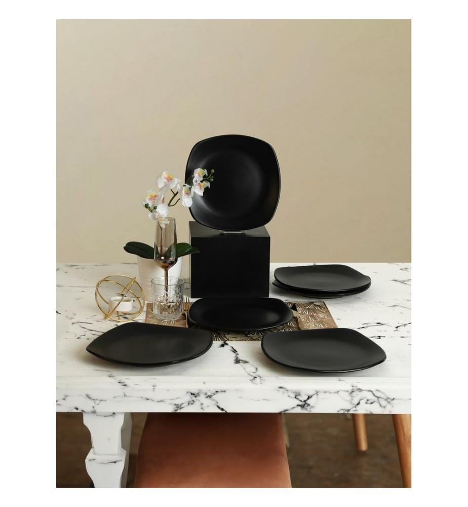 Servierteller-Set, 6-teilig, Schwarz, 100 % Keramik, antibakteriell