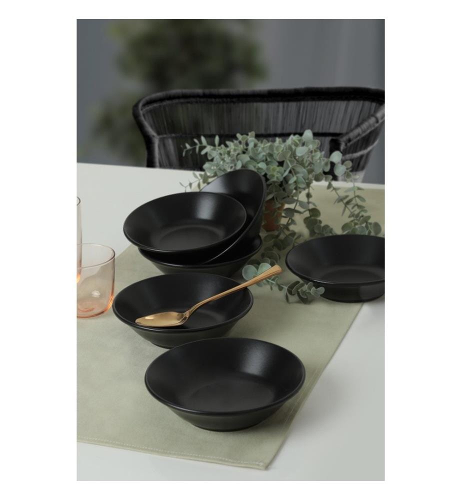 Teller-Set, 6-teilig, Schwarz, 100 % Keramik