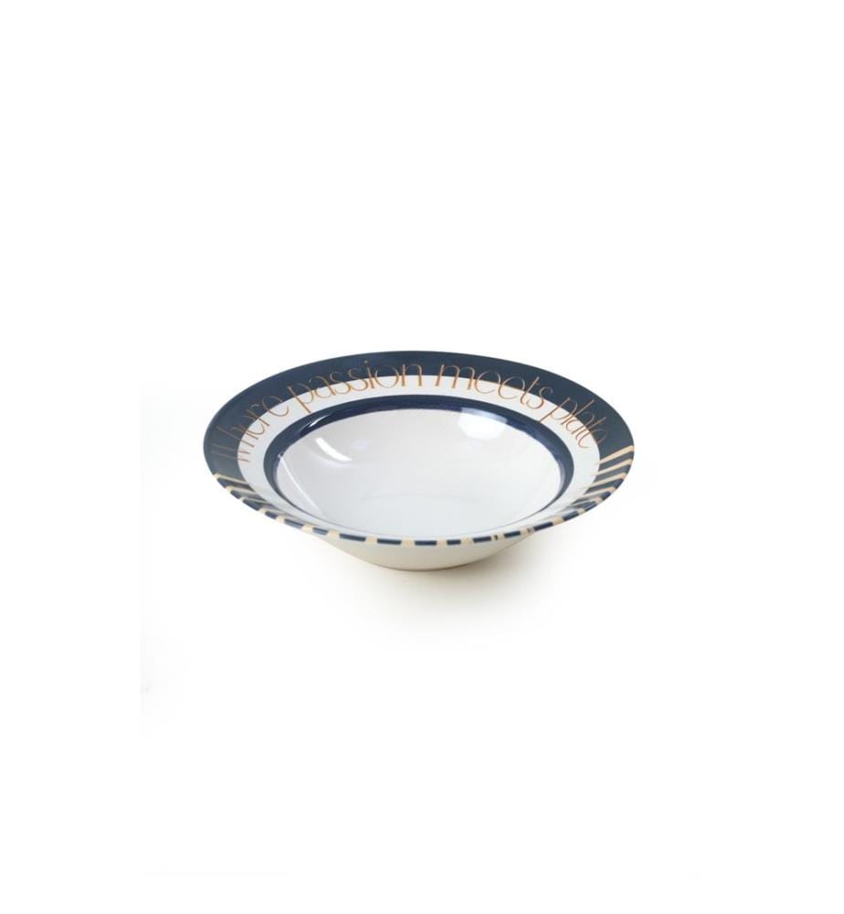 Assiette, blanche, bleu foncé, 100% céramique, antibactérienne