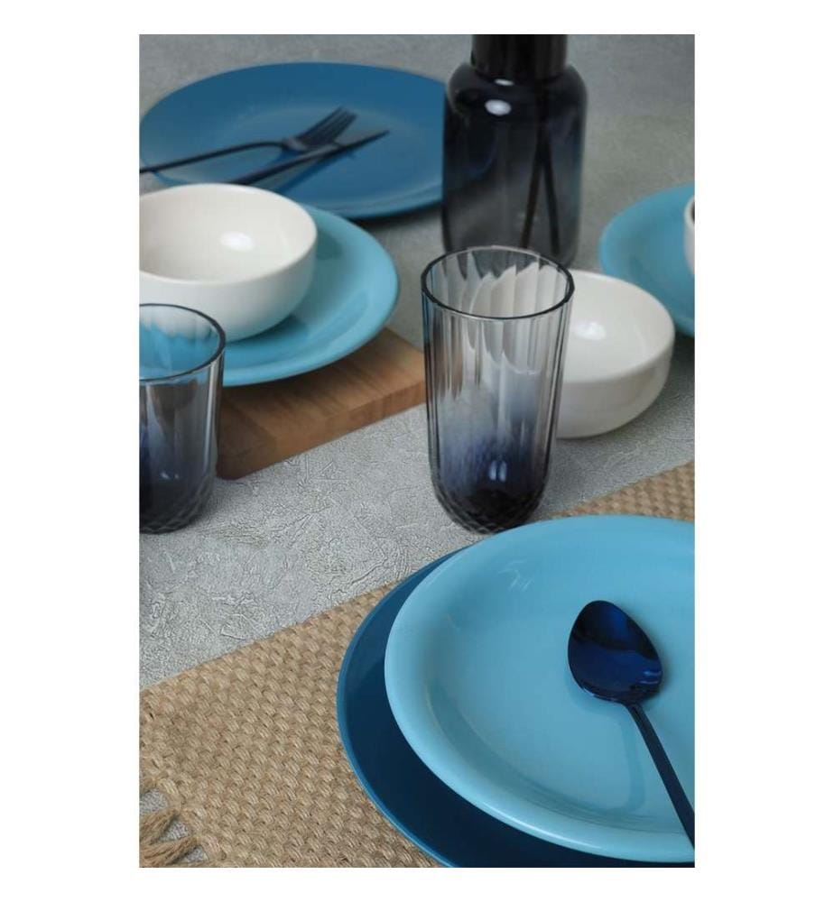 Service de table en céramique, 18 pièces, bleu, blanc, 100% céramique, antibactérien