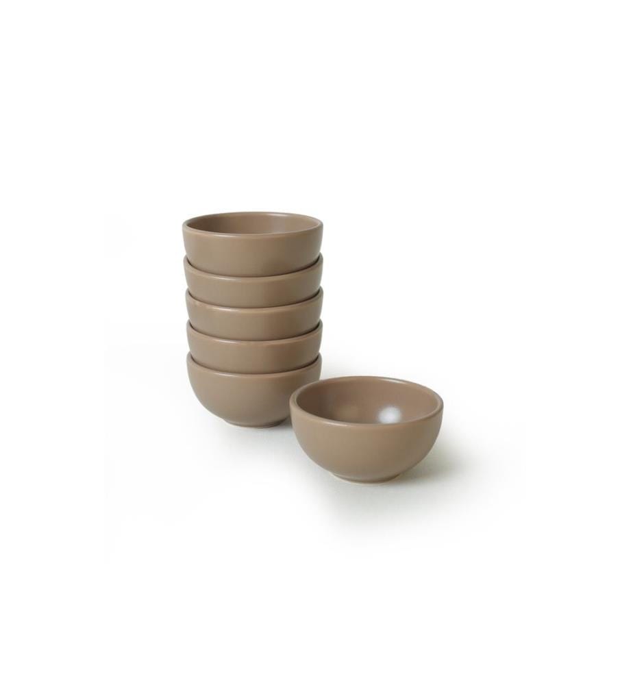 Keramikschüssel-Set, 6-teilig, mattes Taupe, 100 % Keramik, antibakteriell