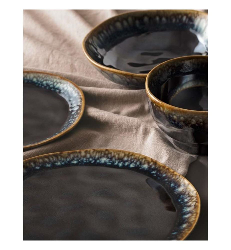 Service de table, 18 pièces, brun, 100% céramique en grès
