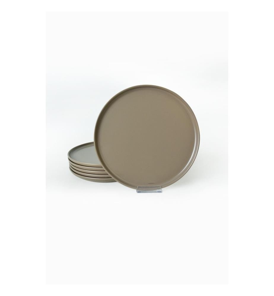 Servierteller-Set, 6-teilig, mattes Taupe, 100 % Keramik, antibakteriell