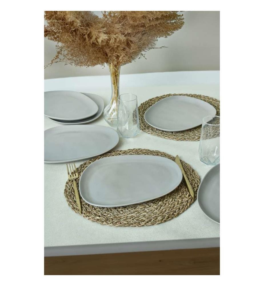 Servierteller-Set, 6-teilig, Mattgrau, 100 % Keramik, antibakteriell