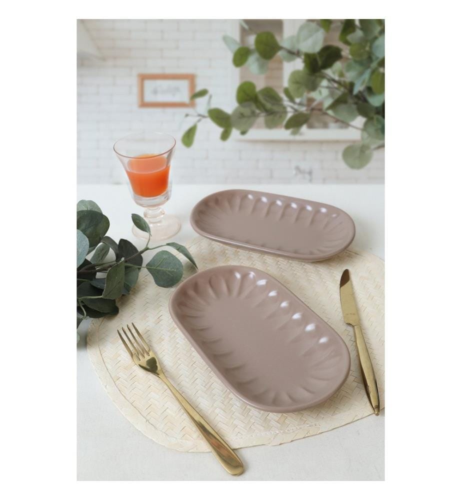 Set d'assiettes, 2 pièces, Beige, 100% CERAMIC STONEWARE