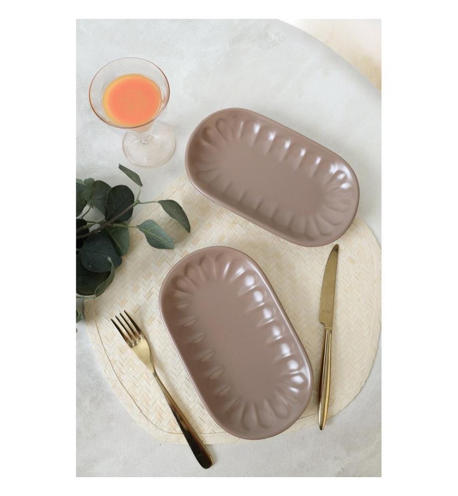 Set d'assiettes, 2 pièces, Beige, 100% CERAMIC STONEWARE