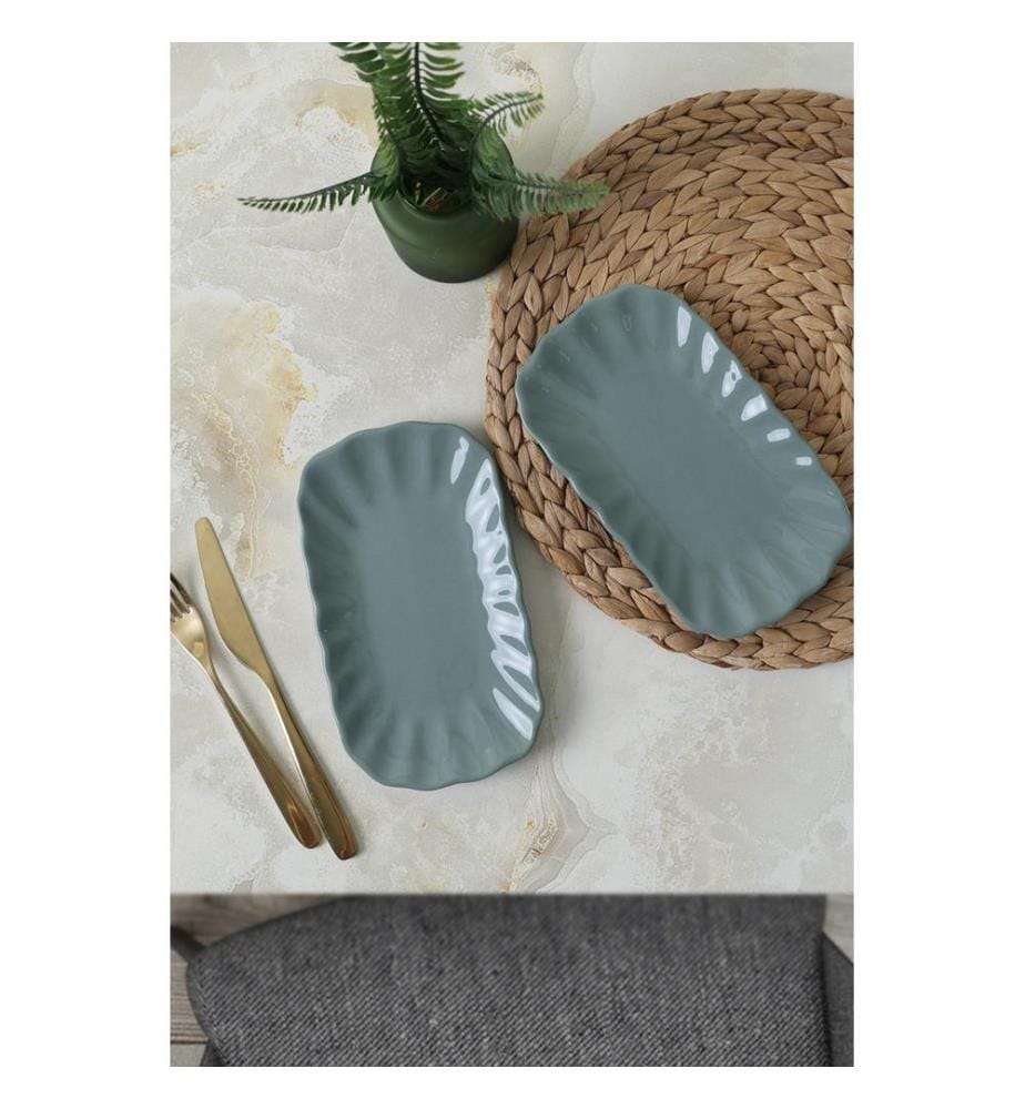 Teller-Set, 2-teilig, Hellblau, 100 % Keramik