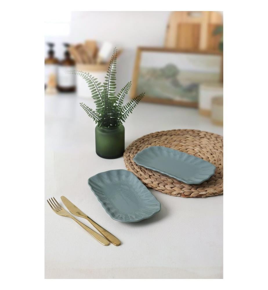 Teller-Set, 2-teilig, Hellblau, 100 % Keramik