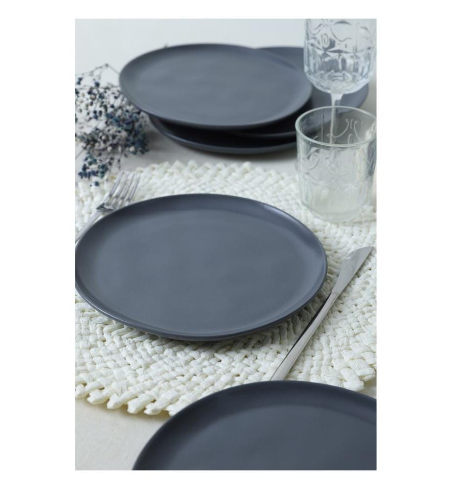 Dessertteller-Set, 6-teilig, Grau, 100 % Keramik