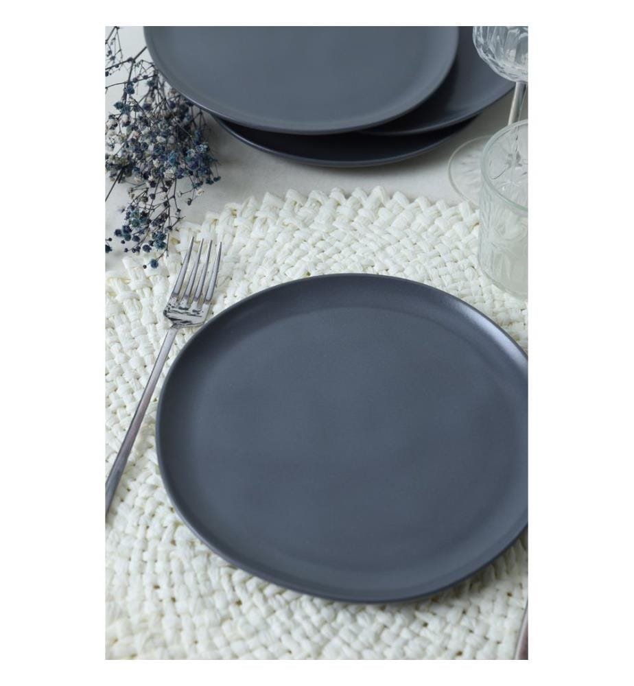 Dessertteller-Set, 6-teilig, Grau, 100 % Keramik