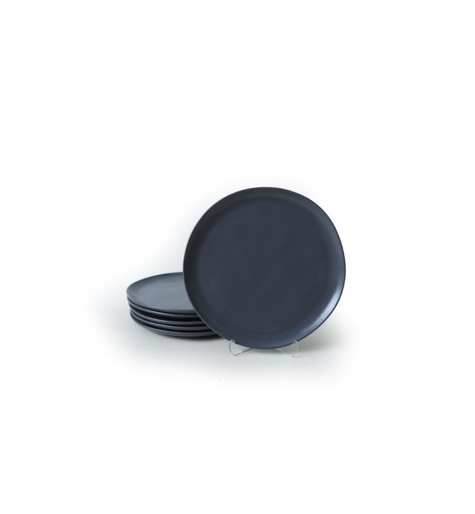 Dessertteller-Set, 6-teilig, Grau, 100 % Keramik