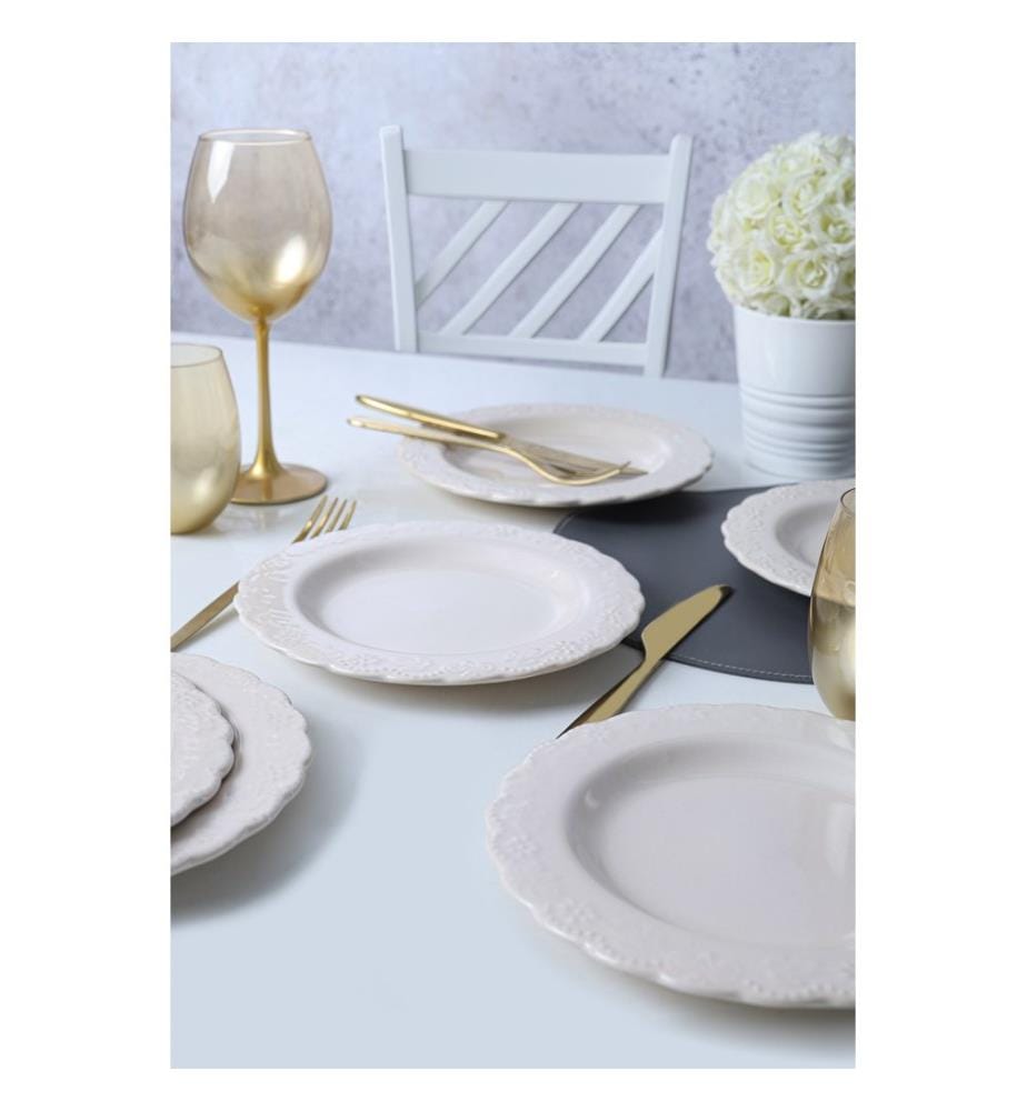 Dessertteller-Set, 6-teilig, Weiss, 100 % Keramik