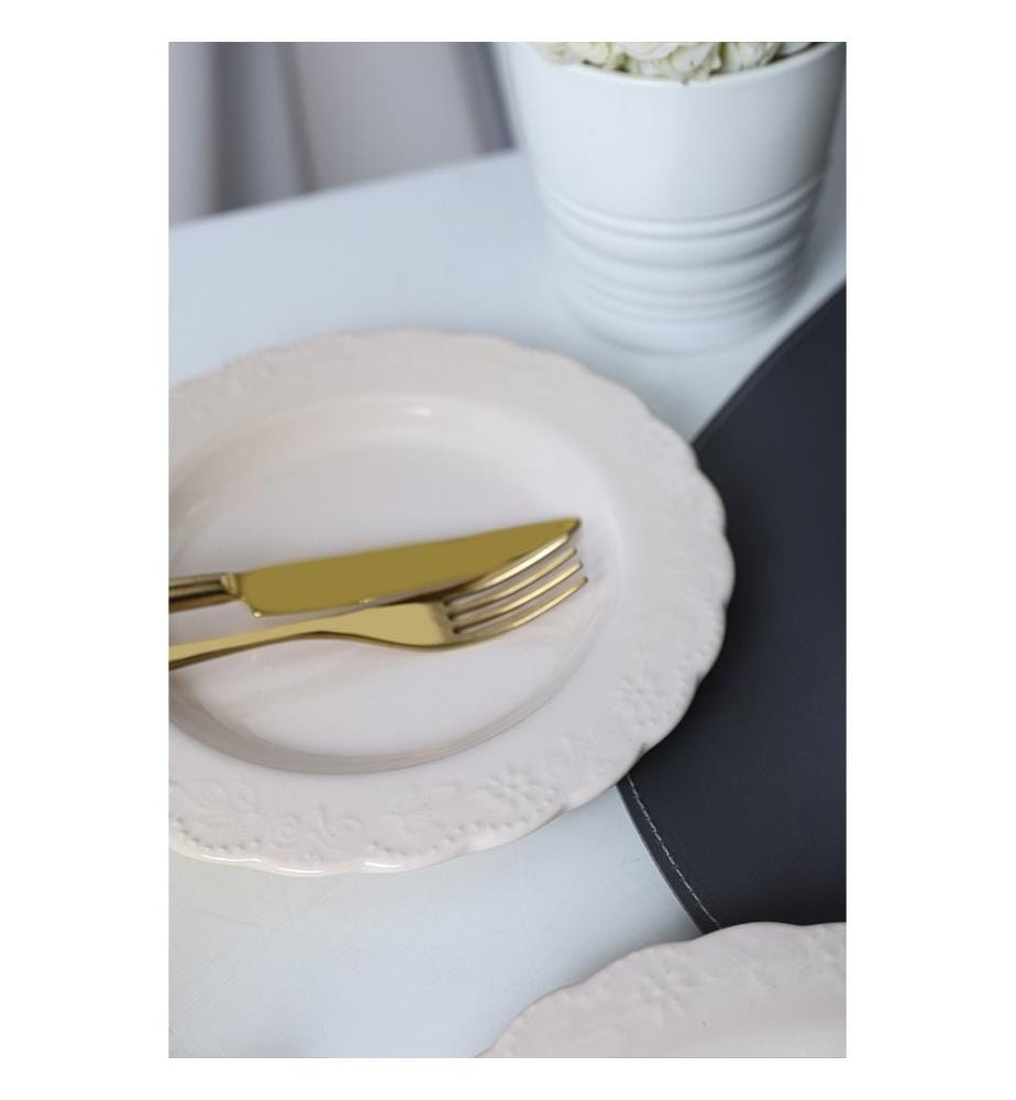 Dessertteller-Set, 6-teilig, Weiss, 100 % Keramik