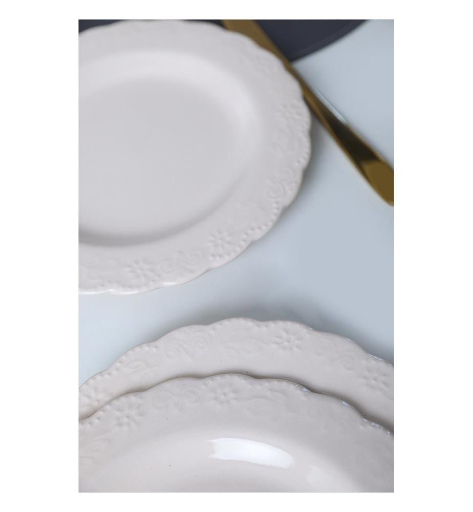 Dessertteller-Set, 6-teilig, Weiss, 100 % Keramik