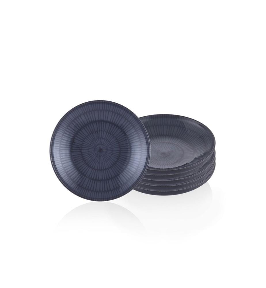 Teller-Set, 6-teilig, Grau, 100 % Keramik