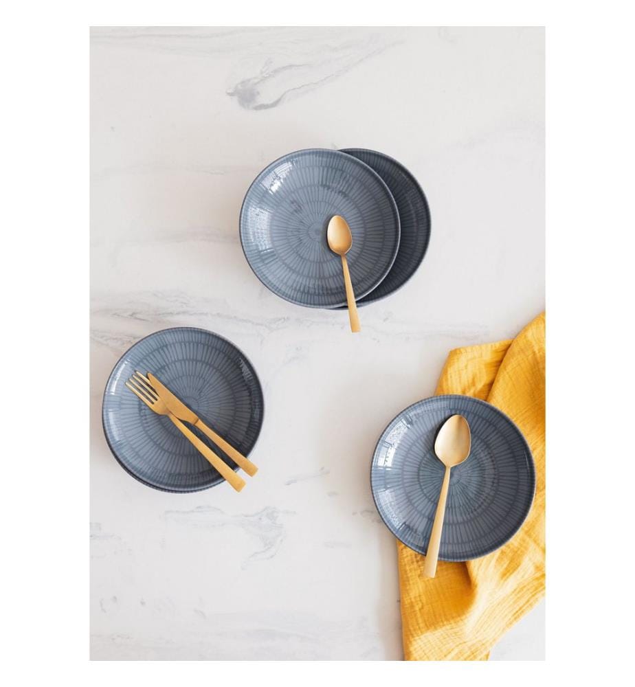 Teller-Set, 6-teilig, Grau, 100 % Keramik