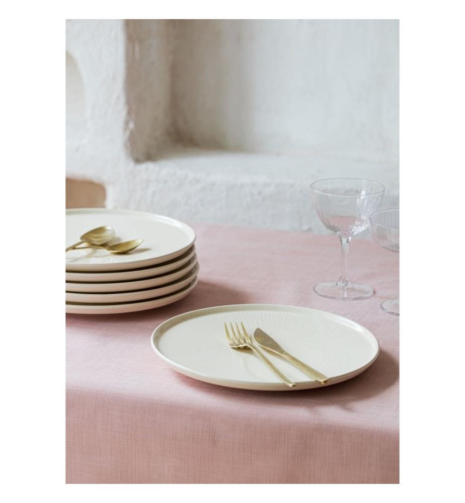 Cake Serving Set, 6 Pieces, Cream, 100% Ceramic