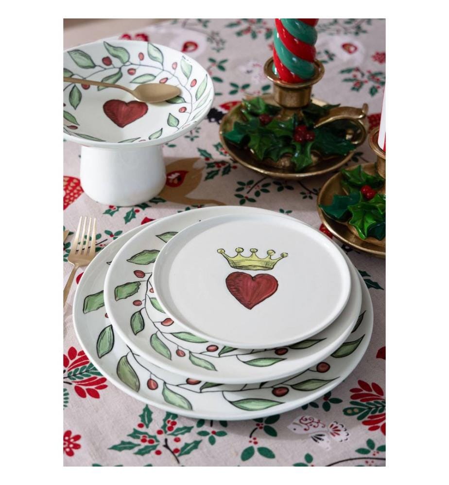Set d'assiettes à dessert, 6 pièces, blanc, rouge, jaune, 100% CERAMIQUE