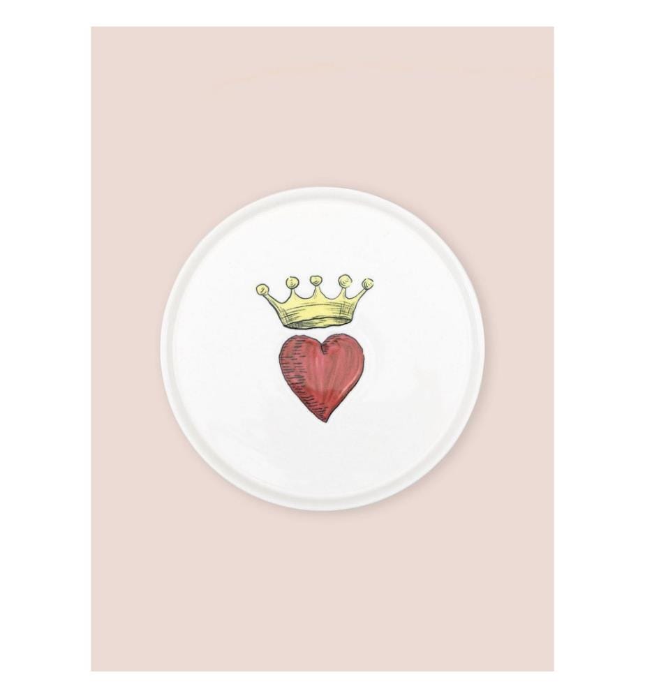 Set d'assiettes à dessert, 6 pièces, blanc, rouge, jaune, 100% CERAMIQUE
