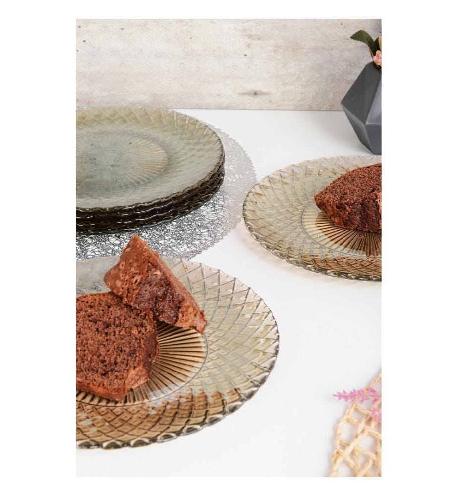 Set d'assiettes à dessert, 6 pièces, Fume, 100% VERRE