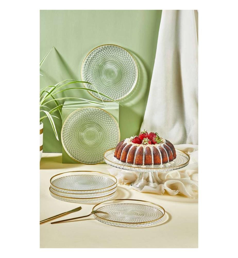 Dessertteller-Set, 7-teilig, transparent, 100 % Glas
