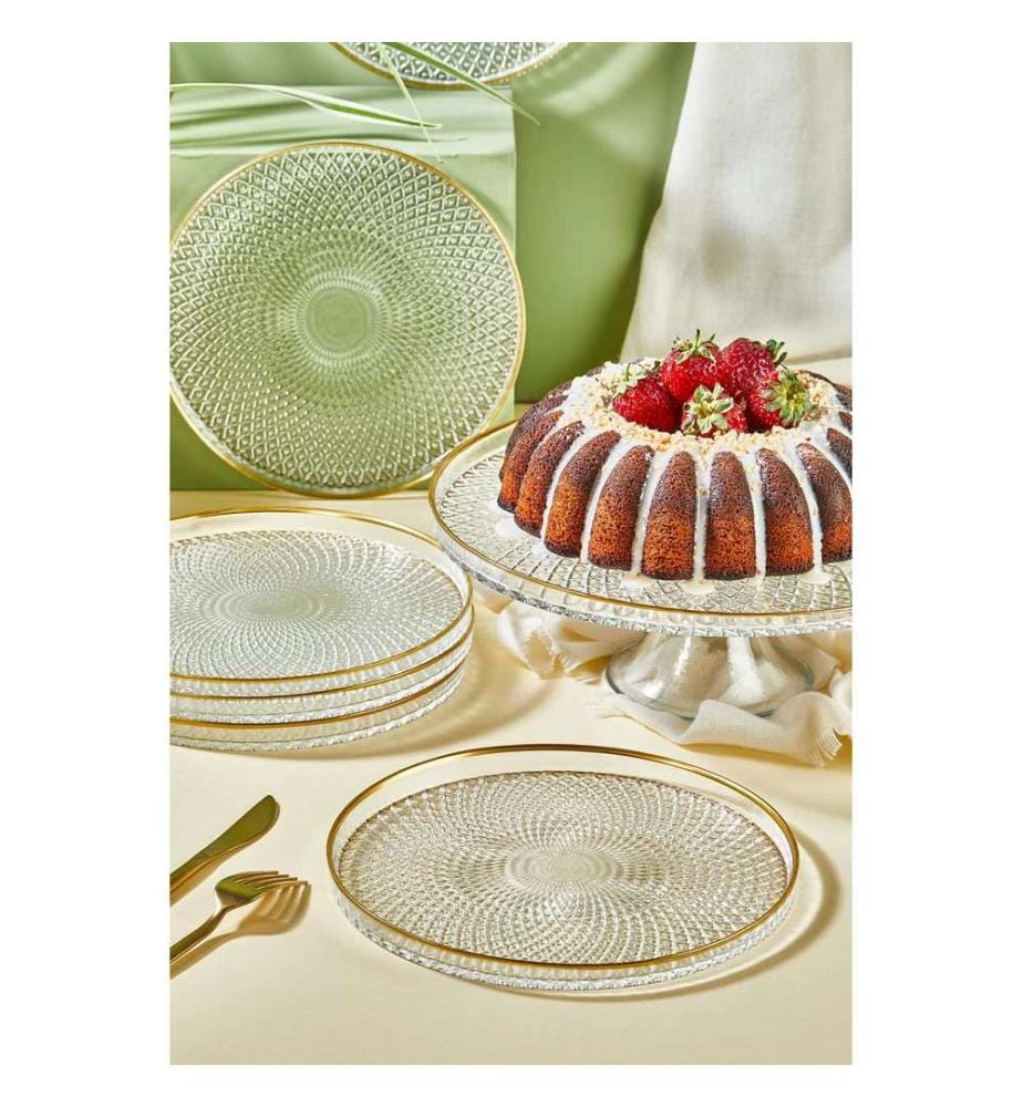 Dessertteller-Set, 7-teilig, transparent, 100 % Glas